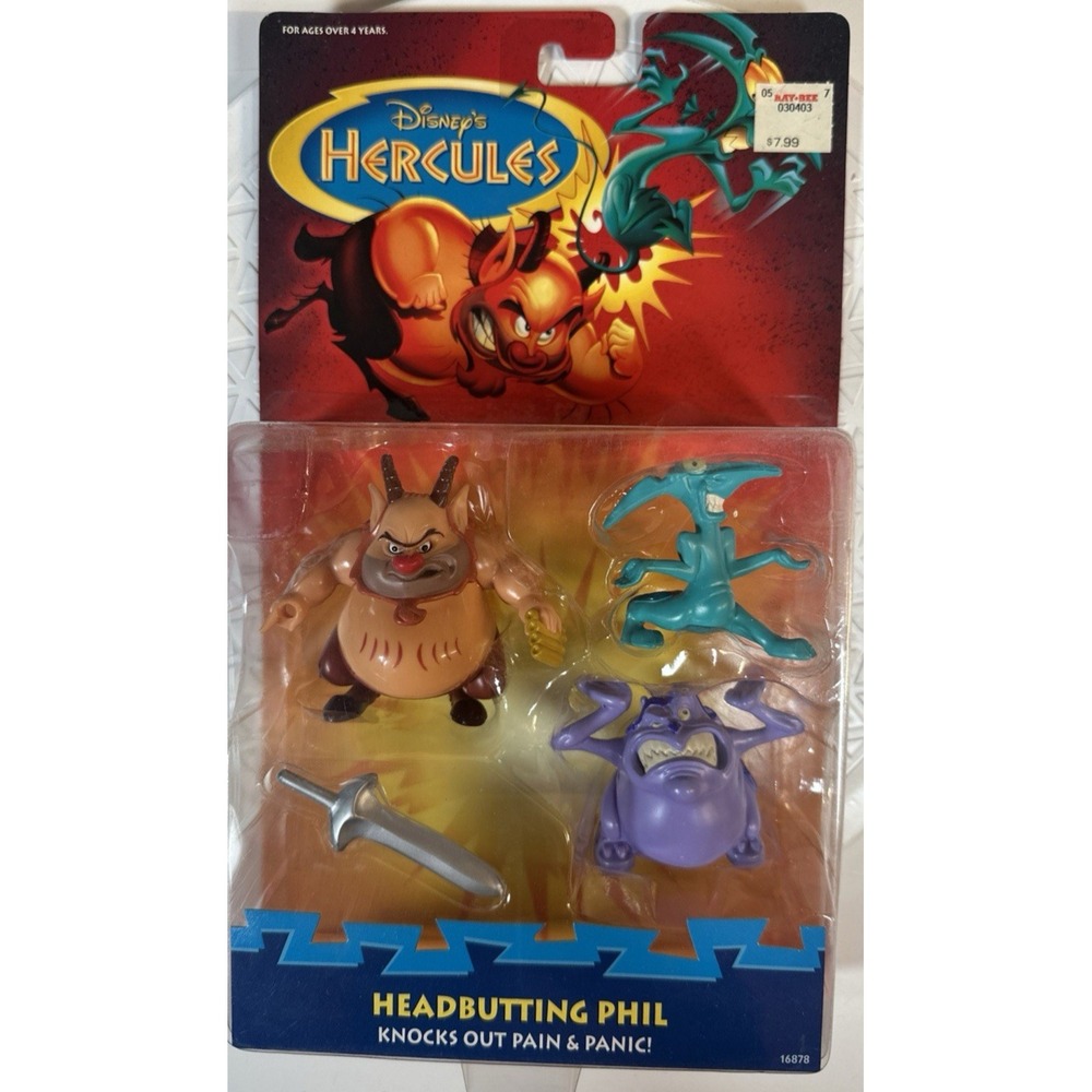DISNEY HERCULES HEADBUTTING PHIL PANIC AND PAIN 1997 MATTEL SEALED (14I)